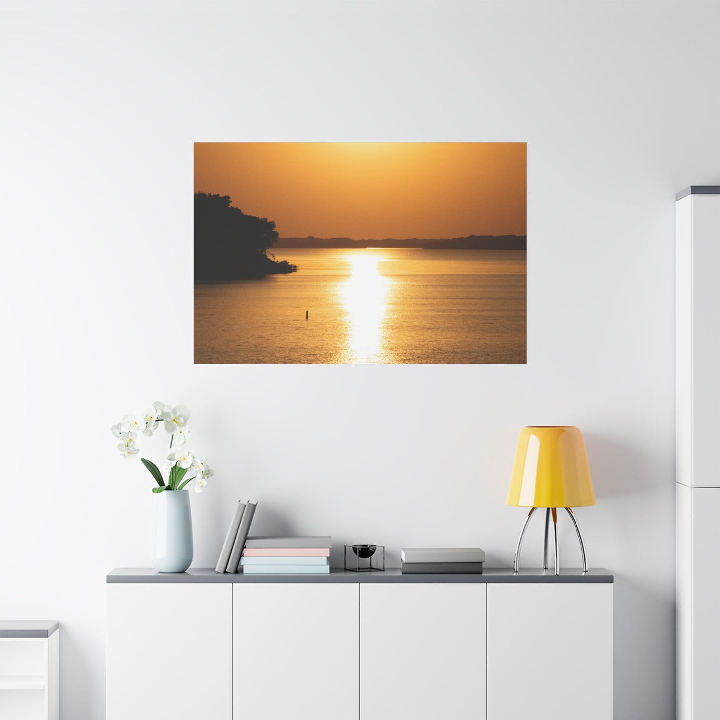 Sunset Over Calm Waters Matte Canvas