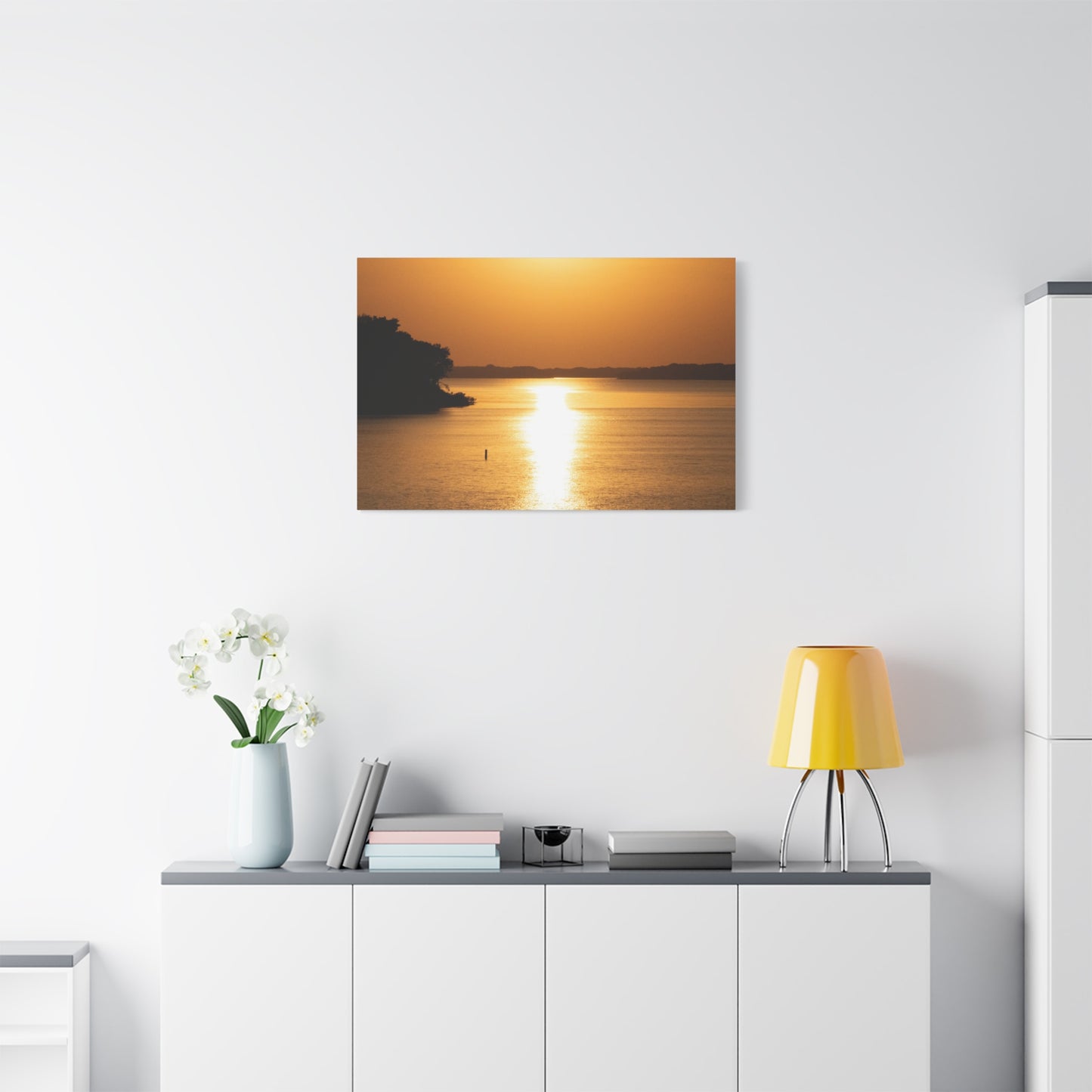 Sunset Over Calm Waters Matte Canvas