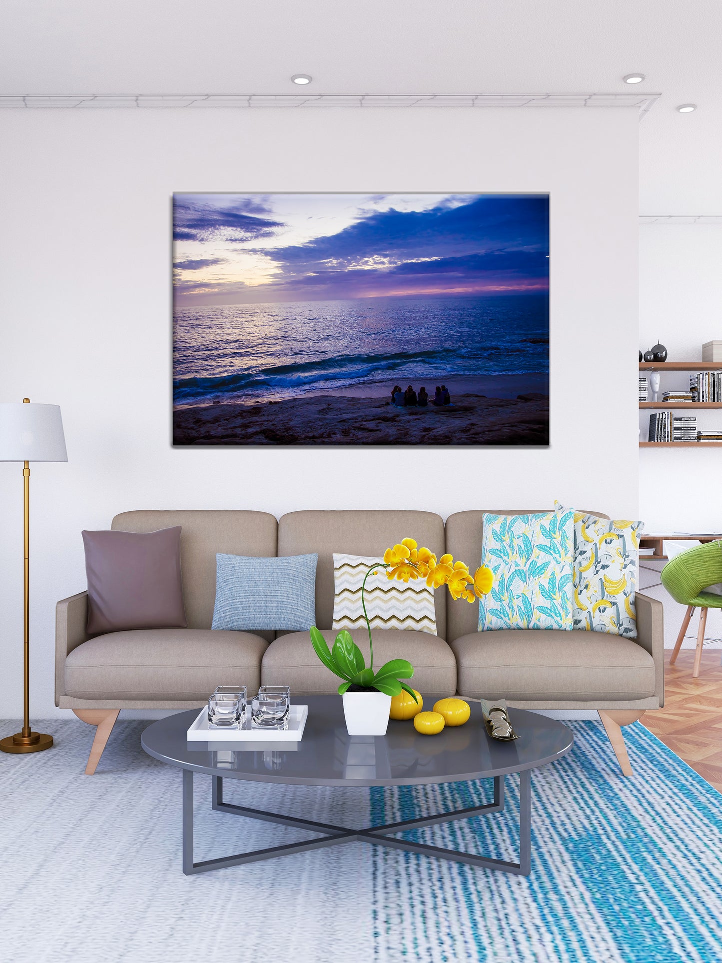 "Twilight Tranquility" Canvas of Colorful Beach Sunset